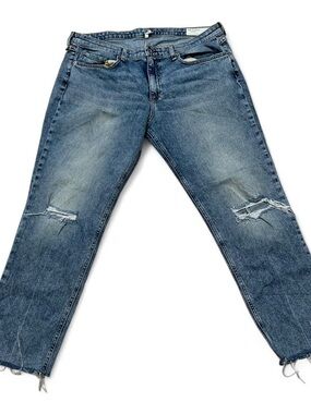 rag & bone Women's Distressed Blue Cropped Jeans